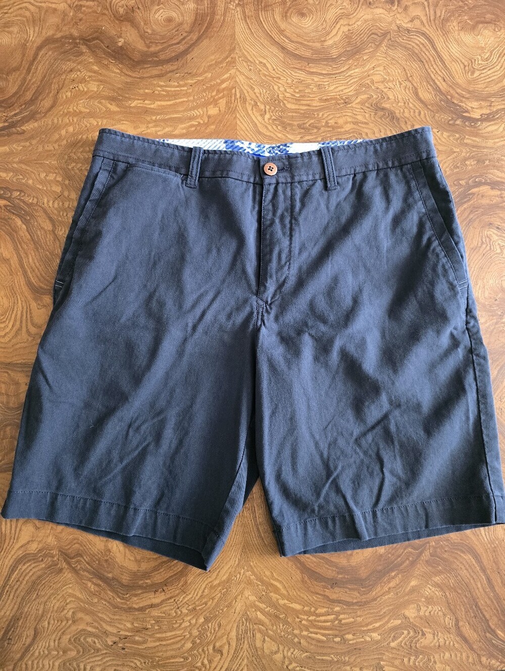 Tommy Bahama Men's Size 34 Charcoal Grey Cotton Blend Flat Front Shorts